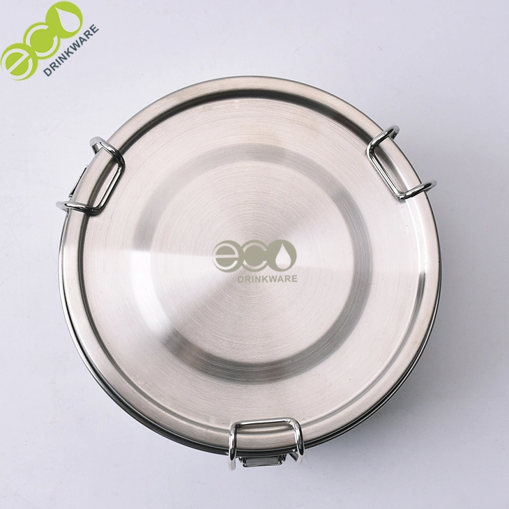 GF007 700ml 304 Stainless Steel Round Durable Food Freshness Preservation Lunch Box with Buckles for Kitchen