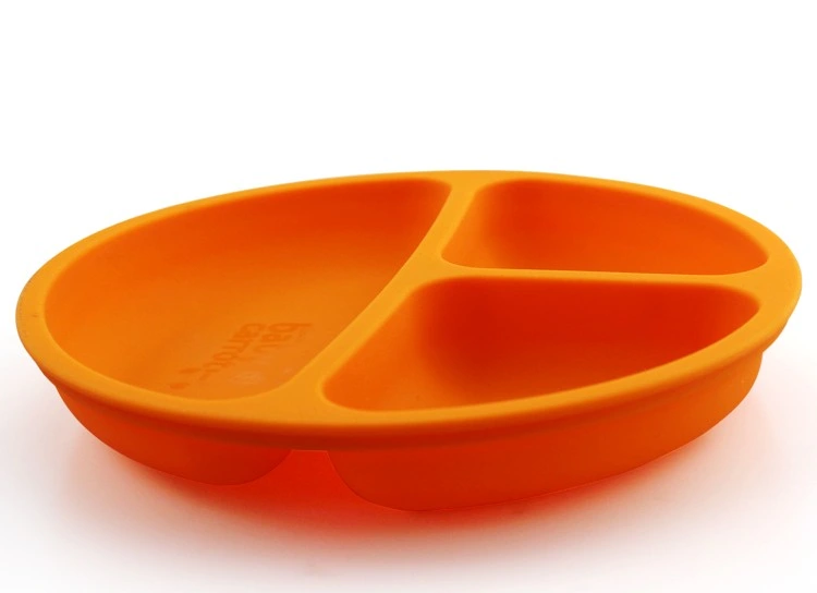 3-Compartments Candy Color Melamine Plastic Kids Dinner Dish, Candy Color Partition Dish Silicone Dinner Plate