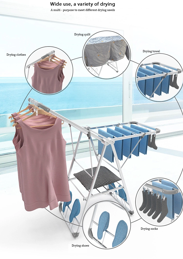 Foldable Customized High-Quality Aluminum Alloy Drying Rack Laundry Clothes Drying Rack