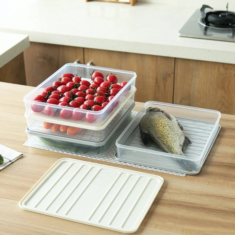 Plastic Transparent Box with Lid Freezer Food Storage Compound Preservation Containerwyz21015