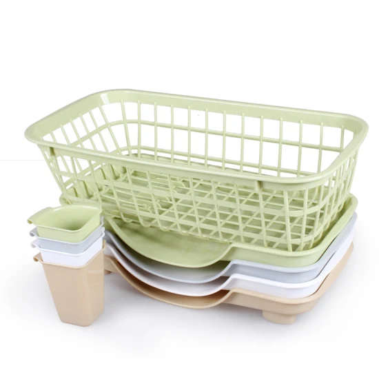 Küche einlagige Kunststoffschüsseln Essstäbchen Abflusskorb Kunststoff-Geschirrtrockner