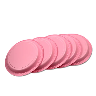 Party Supply Pink Farbe Einweg 180 mm 7 Zoll runder Speiseteller aus PS-Kunststoff