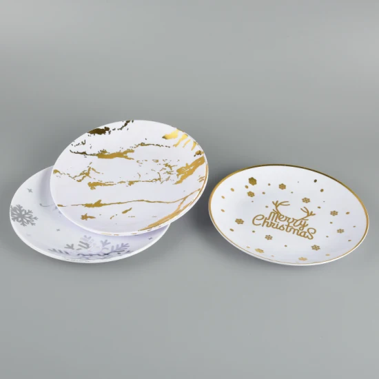Großhandel Geschirr Elegantes Gold-Hochzeits-Dinner-Teller-Set Einweg-Plastikteller für Party
