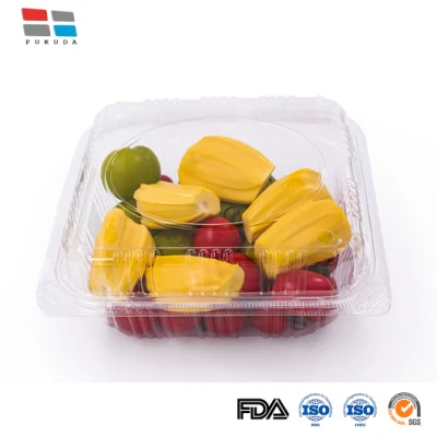 Fukuda-Verpackungsmaterial China Rechteckiger Kunststoffdeckel Frischekonservierung Lebensmittelaufbewahrungsbehälter Box Hersteller Muster verfügbar PLA-Lebensmittelbehälter/-box